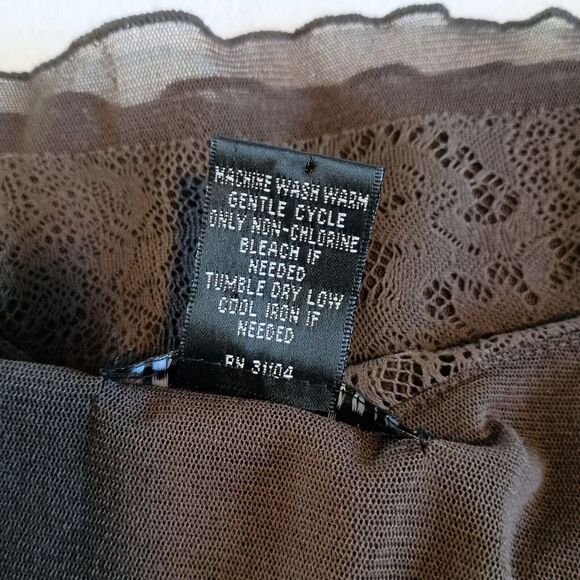 Women's Y2K Whimsigoth Boho Fairygrunge Babydoll Top Brown Green Mesh Size Small - Picture 8 of 8